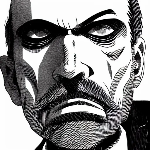 Image similar to Ben Bernanke looking sinister, by Tsutomu Nihei, highly detailed