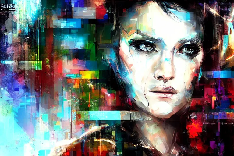 Prompt: cyberpunk woman's portrait art by yossi kotler