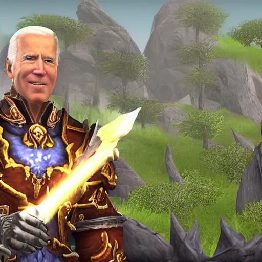 Prompt: a screenshot of joe biden in world of warcraft - 2 0