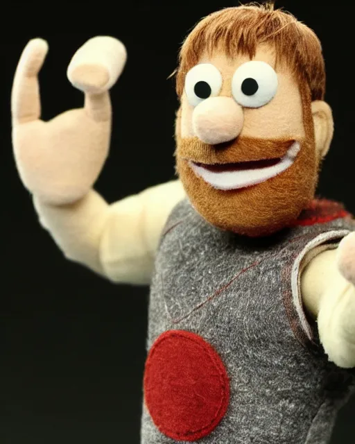 Image similar to bryan danielson as a muppet. highly detailed felt. hyper real photo. 4 k.