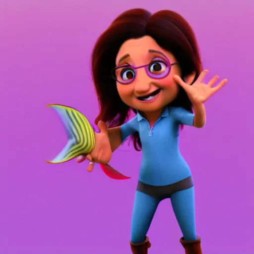 Prompt: julia louis dreyfus as a pixar character with a fish!!! body, 3 d, octane render