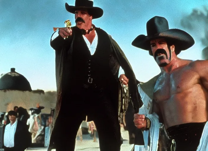 Image similar to film still of Hulk Hogan as Doc Holiday in Tombstone 1993, 4k