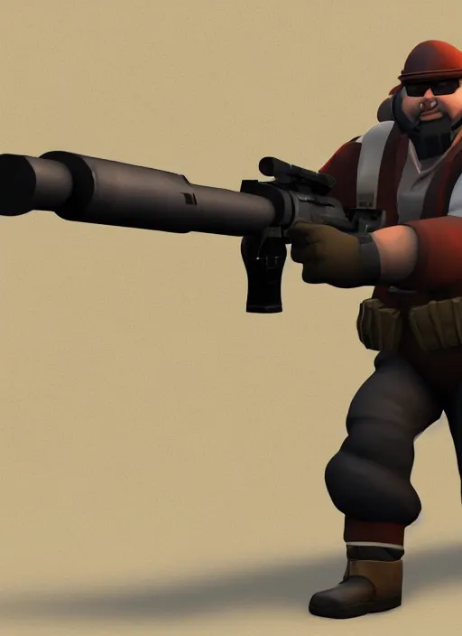 Image similar to heavy weapons guy, team fortress 2, source engine, detailed render