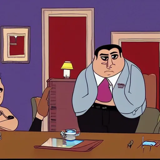 Image similar to a scene from the Sopranos in the animation style of Pixar