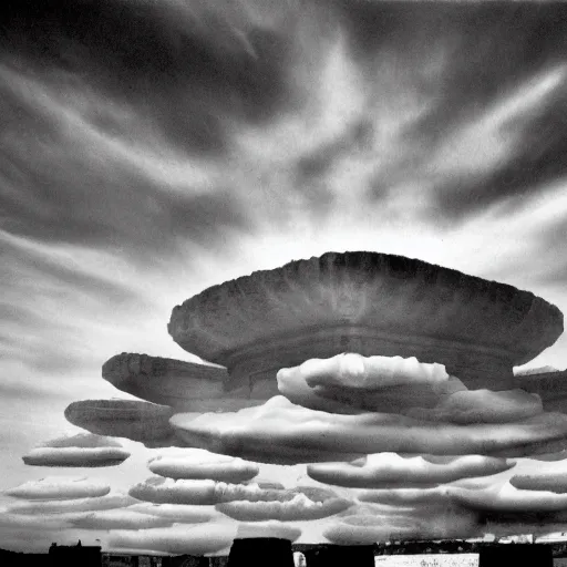 Image similar to clouds shaped like the second temple in jerusalem, the beis hamikdash surrealism