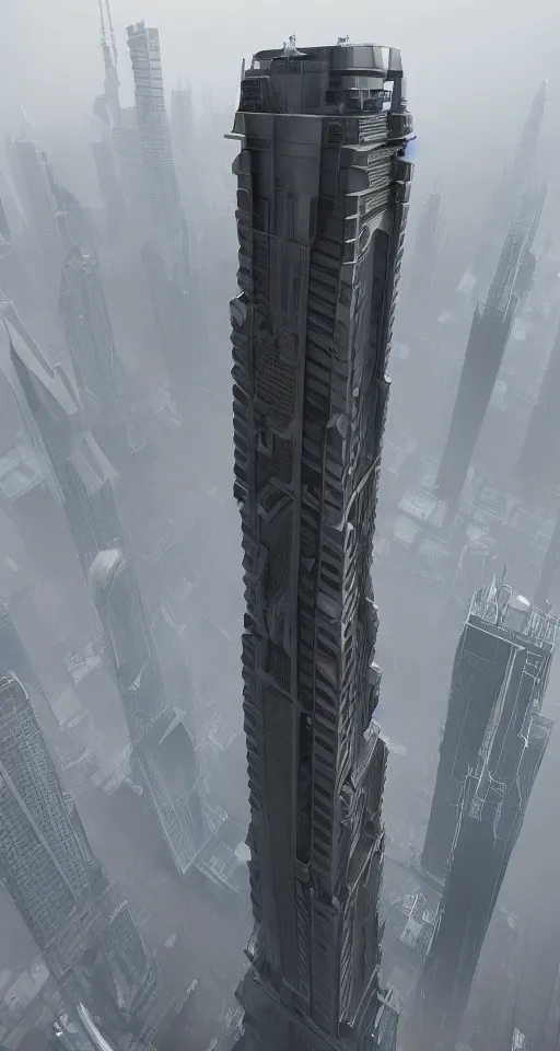 Image similar to huge futuristic skyscrapper, in style of dieselpunk, detailed, sharp, 8 k
