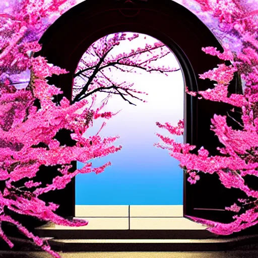 Image similar to doorway to eternal sakura ocean