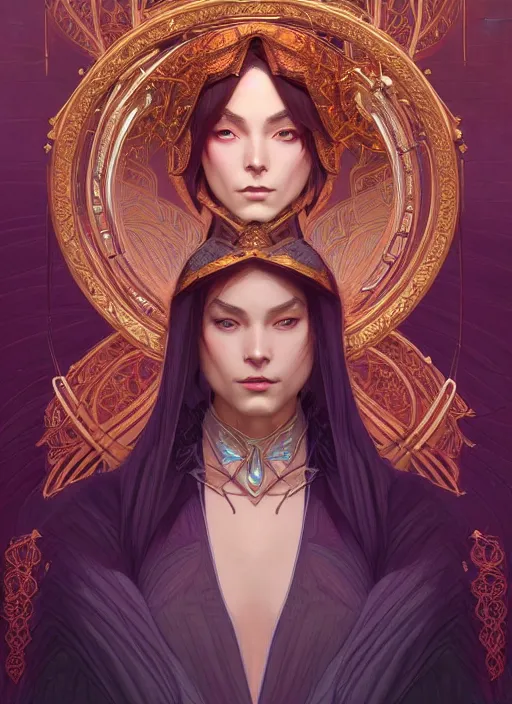Prompt: symmetry!! portrait of a female sorcerer, dar fantasy, intricate, elegant, highly detailed, my rendition, digital painting, artstation, concept art, smooth, sharp focus, illustration, art by artgerm and greg rutkowski and alphonse mucha and huang guangjian and android jones and sachin teng