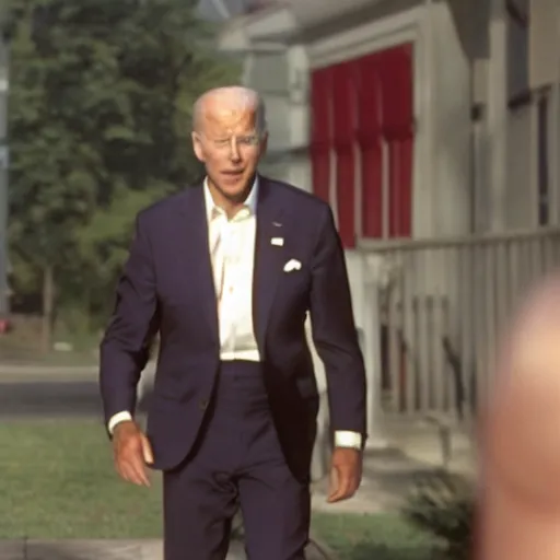 Image similar to film still of joe biden with a muscular body starring in philadelphia