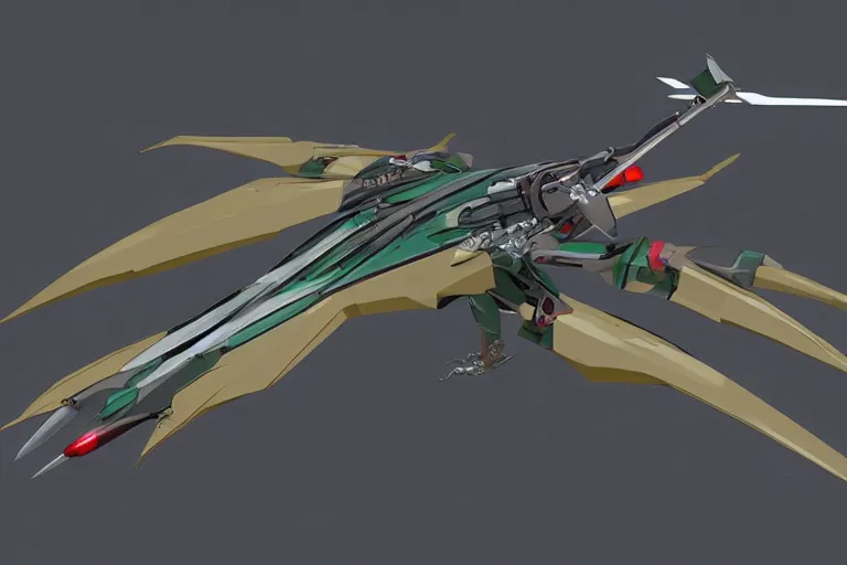 Image similar to a pteranodon mecha fighter boeing concept art