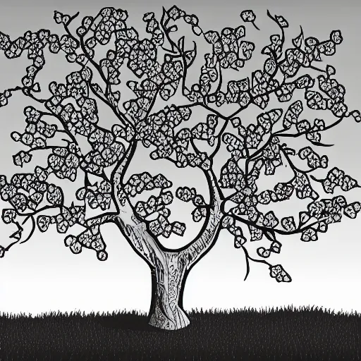 Prompt: An apple tree, image suitable for use as an icon, simple cartoon style