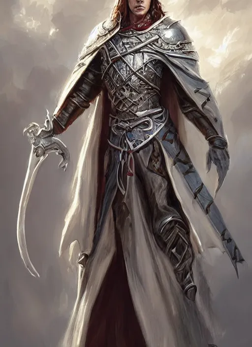 Image similar to white cloak, ultra detailed fantasy, dndbeyond, bright, colourful, realistic, dnd character portrait, full body, pathfinder, pinterest, art by ralph horsley, dnd, rpg, lotr game design fanart by concept art, behance hd, artstation, deviantart, hdr render in unreal engine 5