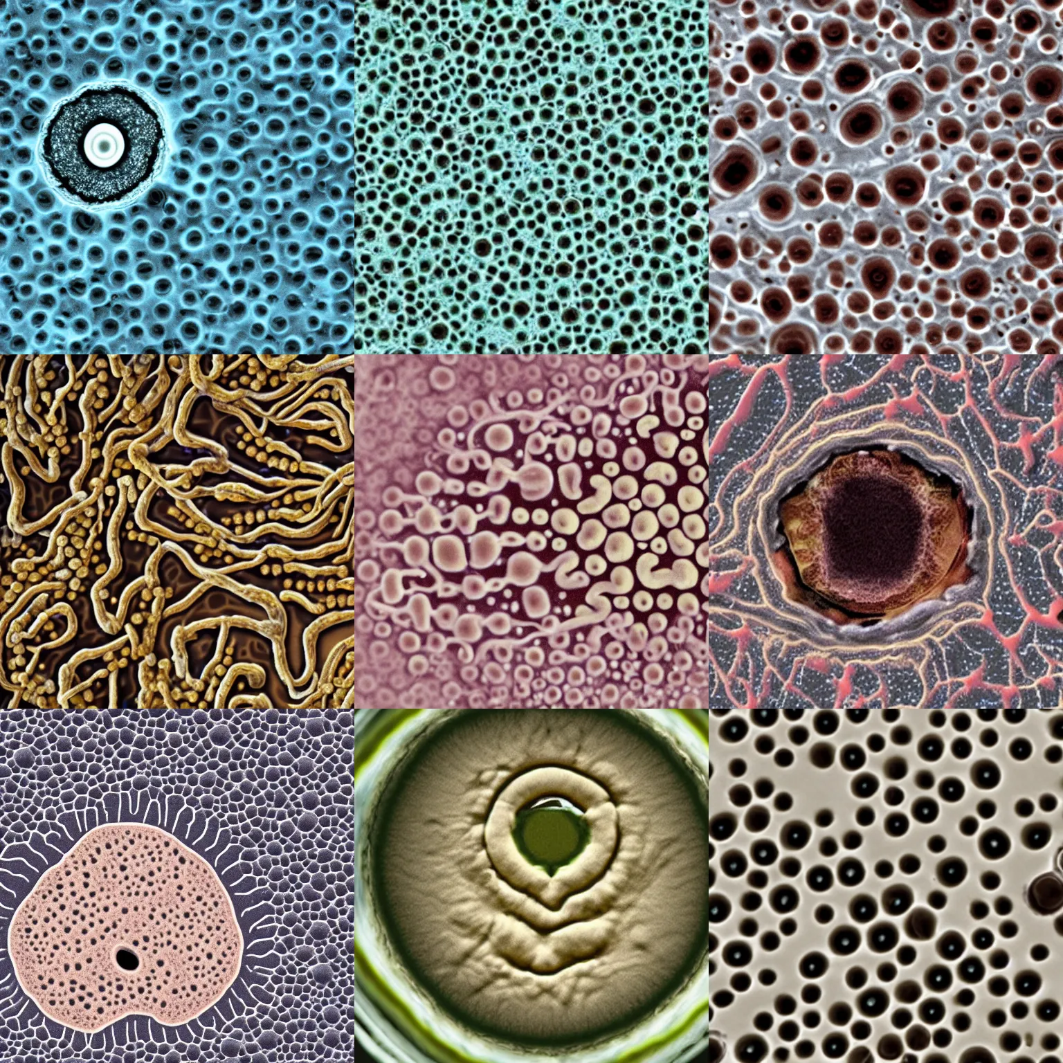 Prompt: Bacteria under the microscope with a human face