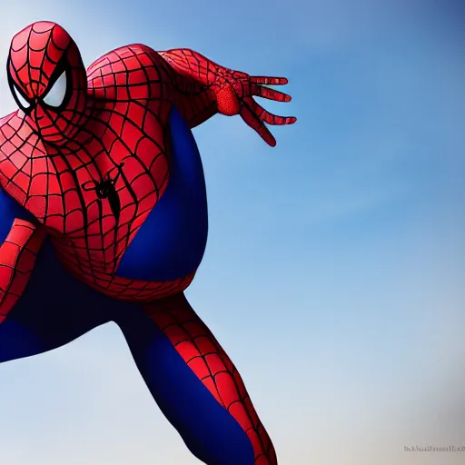 Image similar to fat spiderman posing for a picture, 4 k, detailed