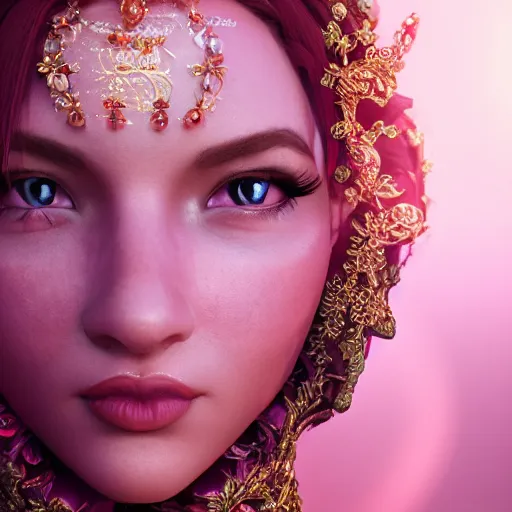 Prompt: portrait of royal princess of ruby with fair skin, ornate 8 k gorgeous intricate detailed, accent lighting, dramatic light, octane render