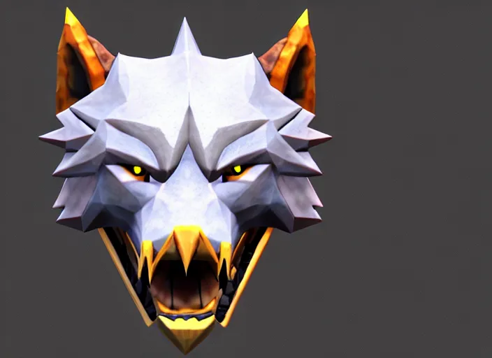 Image similar to wolf head, stylized stl, 3 d render, activision blizzard style, hearthstone style, dauntless style