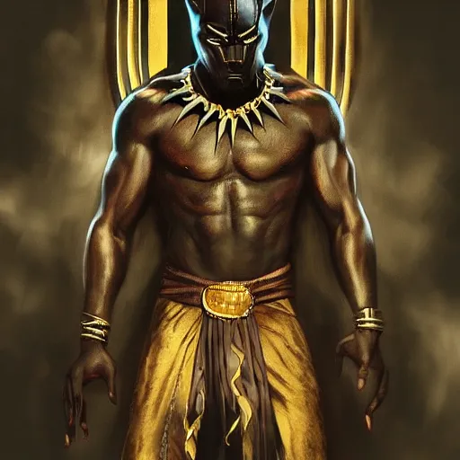 Image similar to 2 pac as black panther, full length wide shot, digital painting, extremely detailed, 4 k, intricate, brush strokes, mark arian, artgerm, bastien lecouffe - deharme