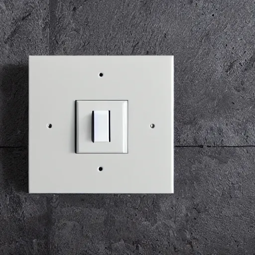 Prompt: a cast concrete light switch. Plain white background