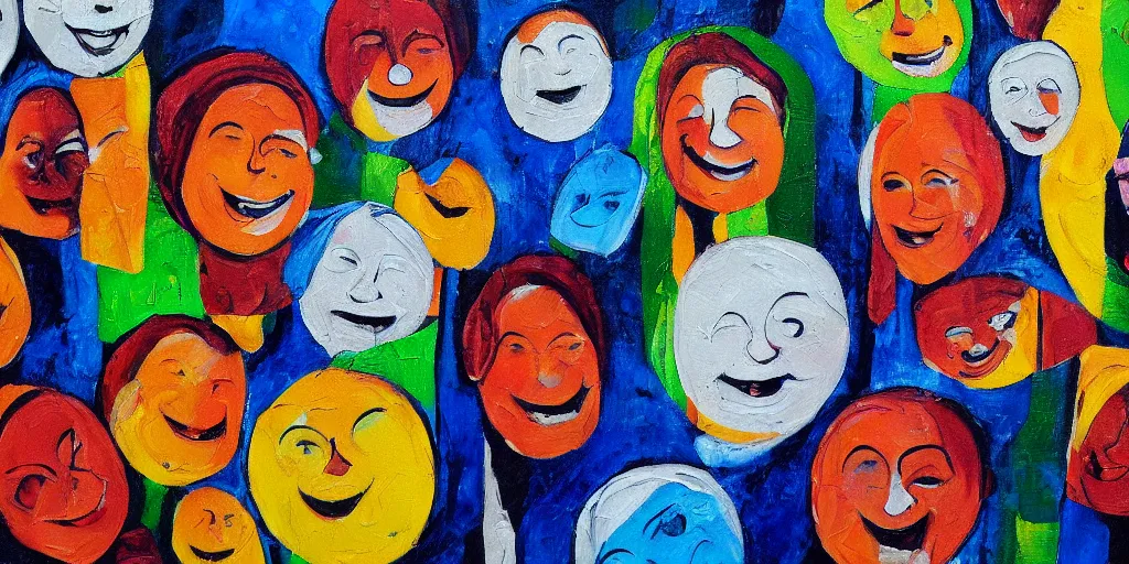 Prompt: detailed modern painting of smiles