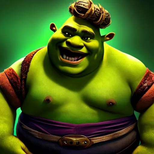 Image similar to shrek as pudge from dota 2 casting hook ability, hyper realistic, 8 k