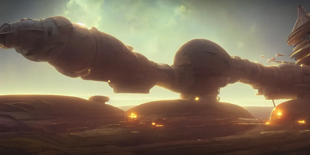 Prompt: a wholesome animation 3. 4 side view key shot of massive medieval retro futuristic dieselpunk cruise spaceship with window lights sailing the interstellar space winds by studio ghibli, animation, sharp, rendered in unreal engine 5, focused, anime key art by greg rutkowski, donato giancola, bloom, dramatic lighting