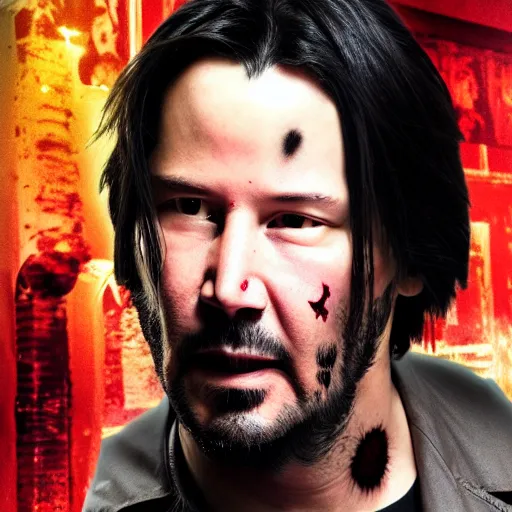 Image similar to Keanu reeves as a zombie 4K detail