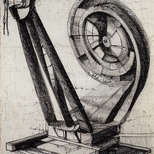 Image similar to sketch of a technologic prototype by leonardo da vinci