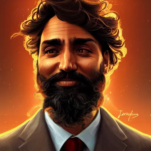 Image similar to portrait justin trudeau hybrid jagmeet singh mix, sci - fi and fantasy, intricate highly detailed digital painting, artstation, concept art, smooth and sharp focus, illustration, art by tan zi and ayanamikodon and alphonse mucha and wlop