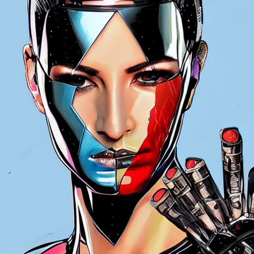 Image similar to portrait of a female android, by MARVEL comics and Sandra Chevrier, 8k