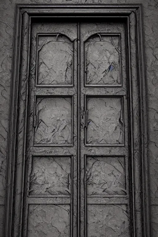 Prompt: cast iron door. mysterious. ominous shapes. photoreal, hyper - detailed. gothic. medieval. octane render