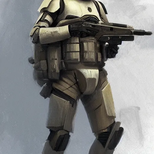 Prompt: star wars concept art by greg rutkowski, soldier wearing a the tactical gear of the galactic federation, digital painting, artstation, concept art, smooth, sharp foccus ilustration, artstation hq