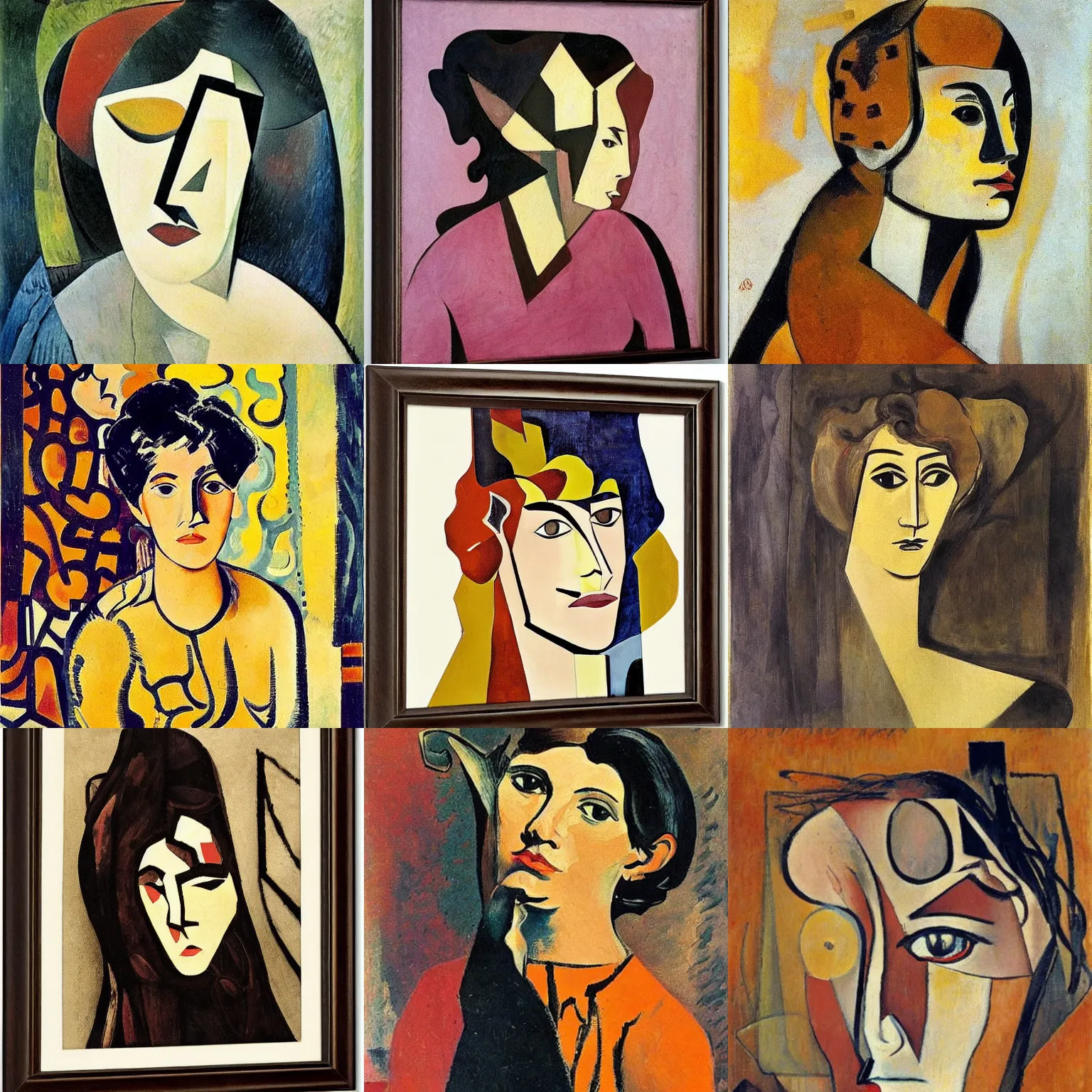 Prompt: beautiful woman portrait, by georges braque