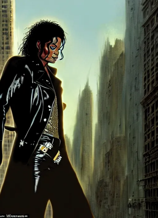 Prompt: masterpiece concept art, michael jackson stars in i am legend, by greg rutkowski and geof darrow, 8 k, intricate detail, cinematic lighting