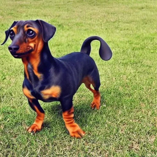 Image similar to A dachshund with pug ears and body.