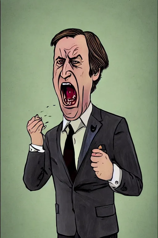 Prompt: saul goodman screaming by ragnar persson