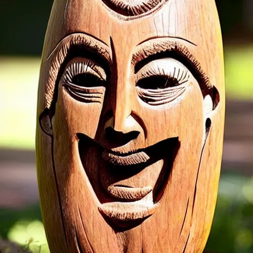 Image similar to gourd carved to look like the face of amber heard