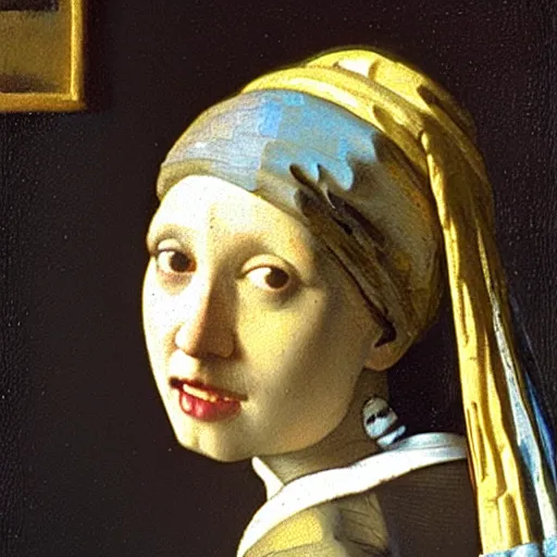 Prompt: Female Portrait, by Vermeer.