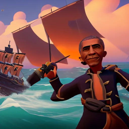 Image similar to sea of thieves screenshot of barack obama