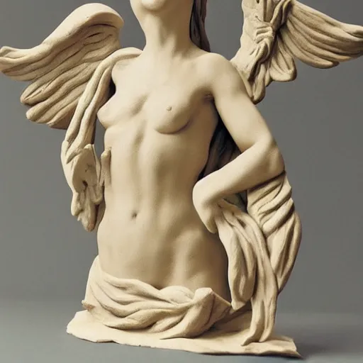 Image similar to clay sculpture of a phoenix with venus de milo head