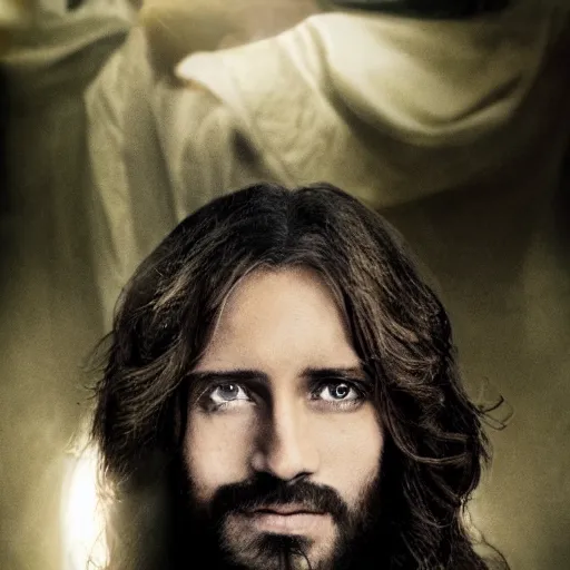 Image similar to award winning portrait photo of jesus, cinematic masterpiece