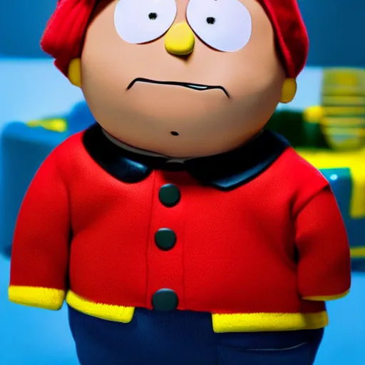 Image similar to Hyperrealistic photo of Cartman from South park, studio lighting, professional photography, cinematic