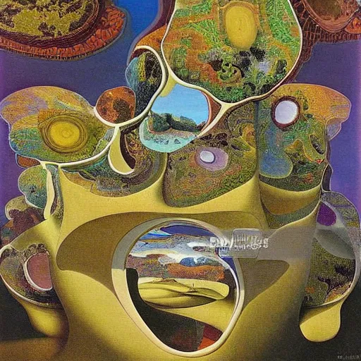 Image similar to birdview of garden shaped into mandelbulb pattern, oil on canvas, surrealism, by salvador dali