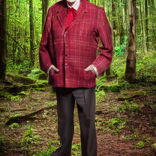 Image similar to full length beautiful jimmy savile, forest style studio shot, professional photographer, many details, super realistic, high quality, 8 k