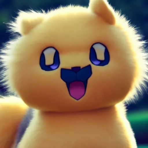 Image similar to real life Pokemon, cute!!!, fluffy!!!, ultra realistic!!!, golden hour, sharp focus