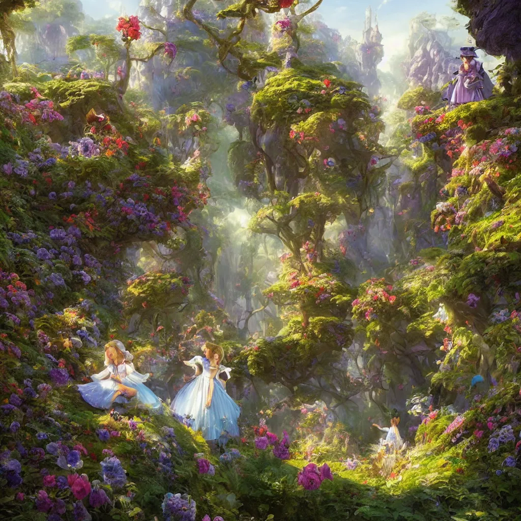 Image similar to matte painting of alice in the wonderland by vladimir volegov and alexander averin and peder mørk mønsted and adrian smith and raphael lacoste