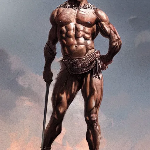 Prompt: male roman gladiator, gorgeous, amazing, muscular, silk, intricate, elegant, thighs, highly detailed, digital painting, artstation, concept art, sharp focus, illustration, by greg rutkowski