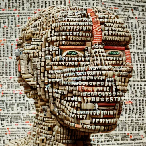 Image similar to intelligence emerging in large language model, artificial intelligence. canon 5 d 5 0 mm lens. papier - mache