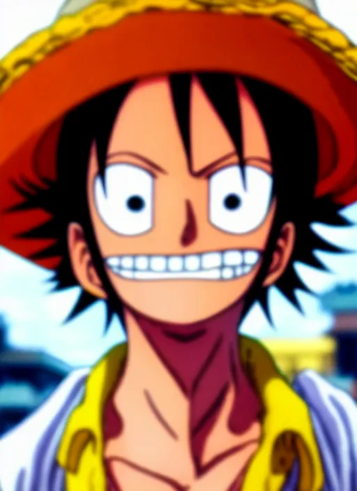 Image similar to photograph of a luffy face, depth of field, focus,