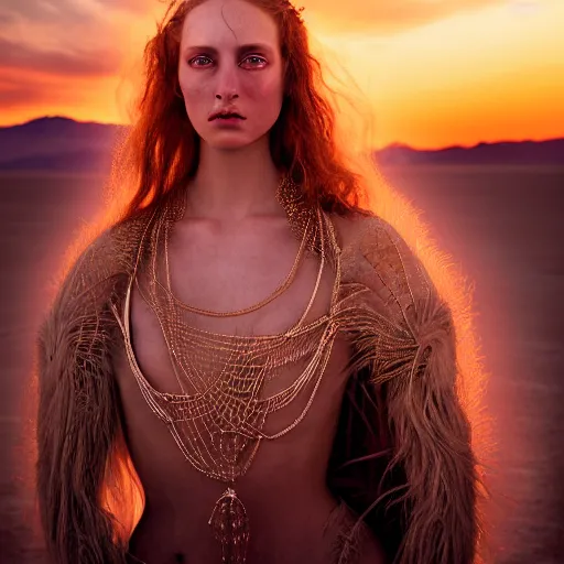 Image similar to photographic portrait of a stunningly beautiful renaissance female at burning man festival, contemporary fashion shoot, by edward robert hughes, annie leibovitz and steve mccurry, david lazar, jimmy nelsson, breathtaking, 8 k resolution, extremely detailed, beautiful, establishing shot, artistic, hyperrealistic, beautiful face, octane render