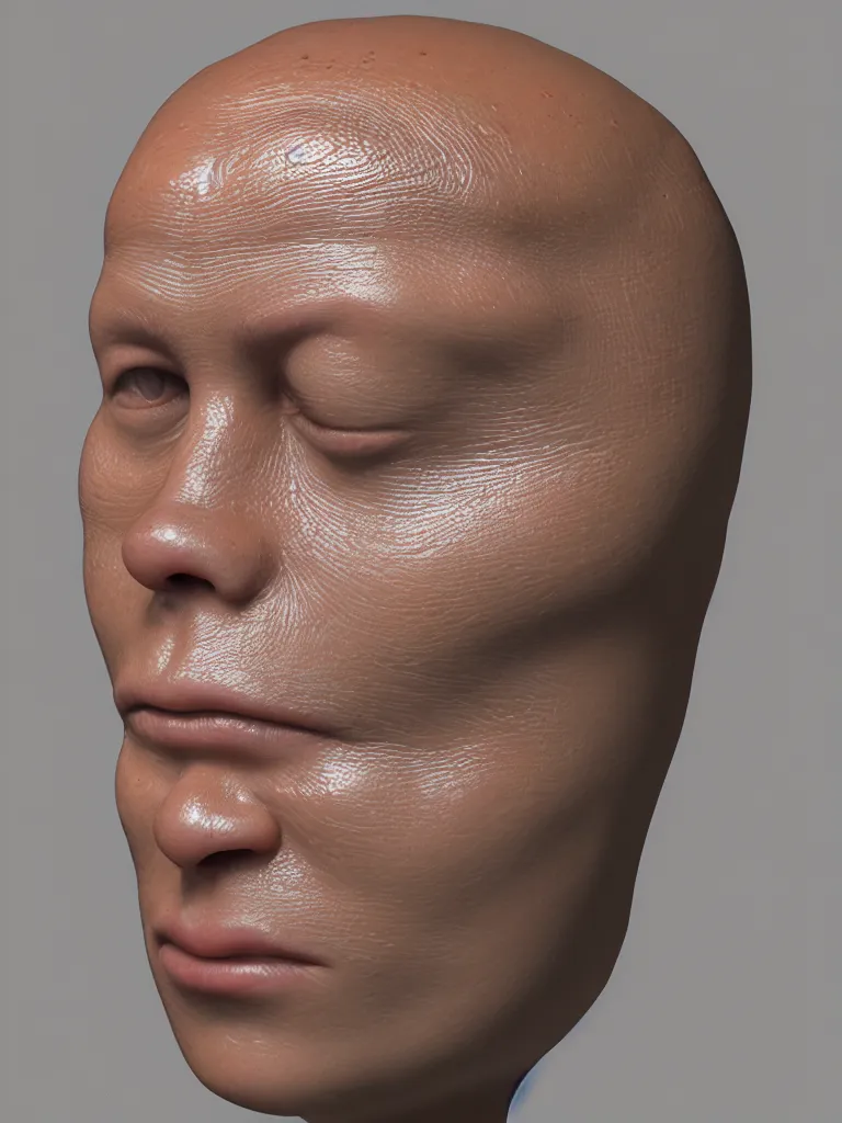 Image similar to simple primitive tube shape, textured with photorealistic human skin, photoreal details, straight smooth vertical, highly realistic bump map, surface painter, renderman